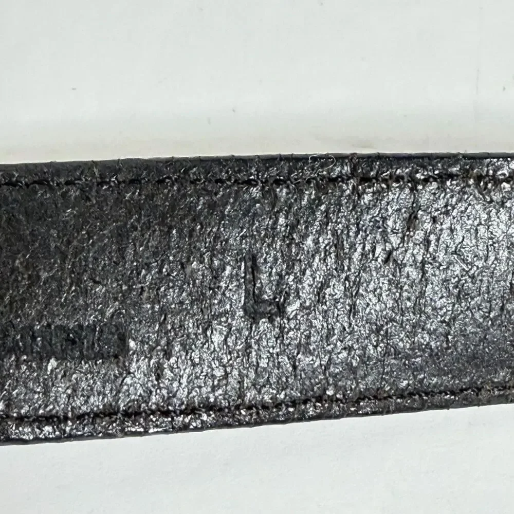 Vintage Talbots Black Leather Belt Silver Tone Knot Buckle Large 1996 Western
